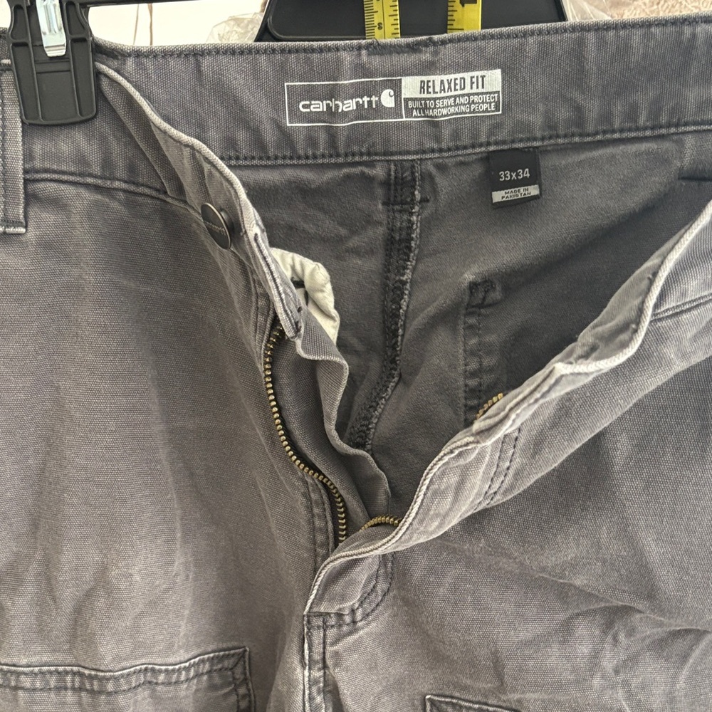 Carhartt Relaxed Fit Men's Work Pants - Charcoal Gray 33x34-double knee